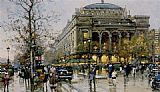 Eugene Galien-laloue Canvas Paintings - La Place du Chatelet